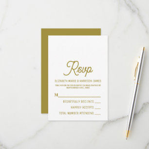 Cartons Réponse Minimaliste - Blanc & Or - Mariage