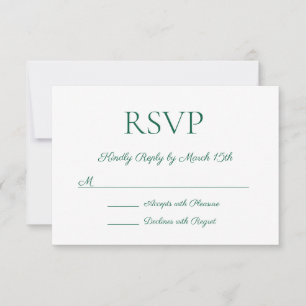 Cartons Réponse Minimaliste moderne élégant chasseur Mariage vert