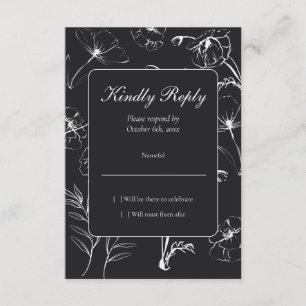 Cartons Réponse Minimaliste Noir - Floral Alabaster 30e Anniversai