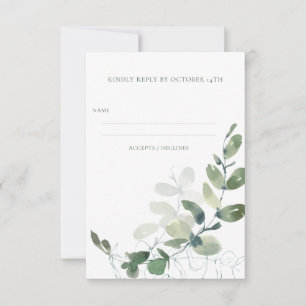 Cartons Réponse Minimaliste Rustique Mariage d'eucalyptus