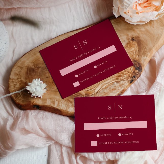 Cartons Réponse Minuscule et chic bordeaux et Mariage rose clair (Créateur téléchargé)