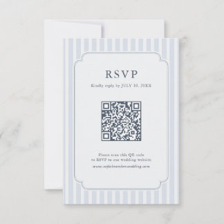 Cartons Réponse Modern Classic Stripes Dusty Blue Vintage QR Code