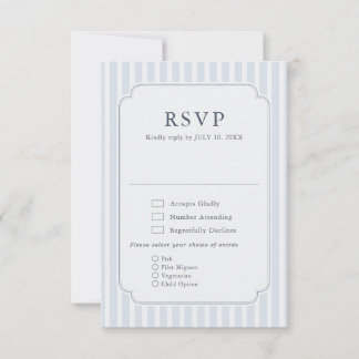 Cartons Réponse Modern Classic Stripes Dusty Blue Vintage Wedding