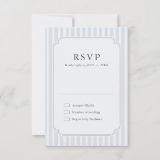 Cartons Réponse Modern Classic Stripes Dusty Blue Vintage Wedding