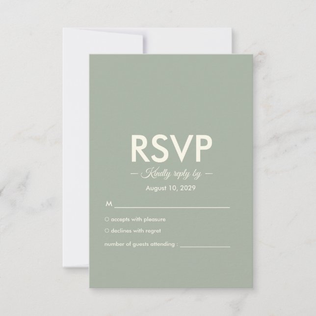 Cartons Réponse Modern Minimalist Wedding | Sage Green Timeless  (Devant)
