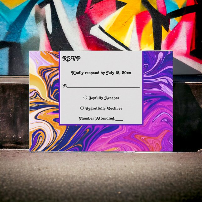 Cartons Réponse Moderne Abstrait élégant Galaxy Wavy Chic Mariage (Créateur téléchargé)