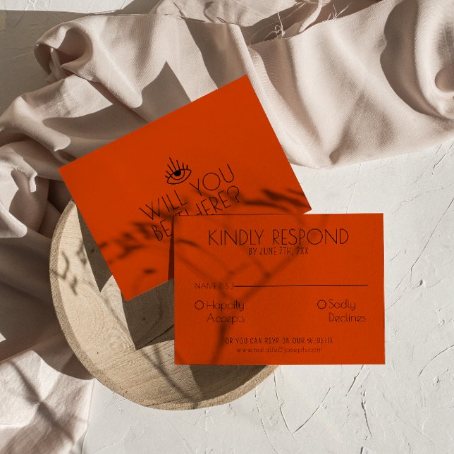 Cartons Réponse Moderne Burnt Orange Western Desert Mariage unique (Créateur téléchargé)