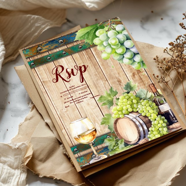 Cartons Réponse Moderne Chic Aquarelle Vignoble Paysage Mariage (Créateur téléchargé)