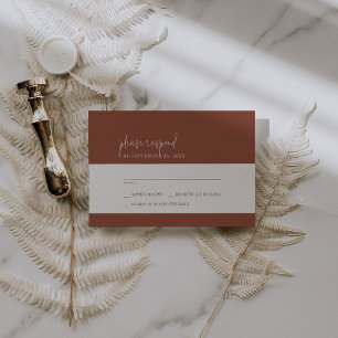 Cartons Réponse Moderne Chic en terre cuite rouille Simple Mariage