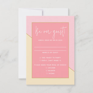 Cartons Réponse Moderne Chic Pastel Pink Cream Mariage de script o