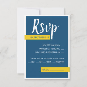 Cartons Réponse Moderne Contemporain bleu & jaune mariage minimal