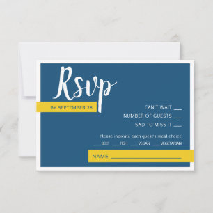 Cartons Réponse Moderne Contemporain bleu & jaune mariage minimal
