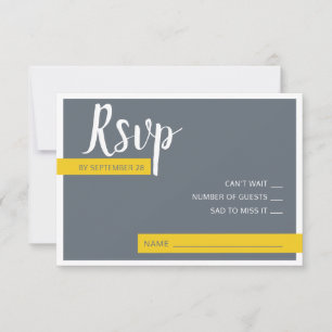 Cartons Réponse Moderne Contemporain gris & jaune mariage minimal