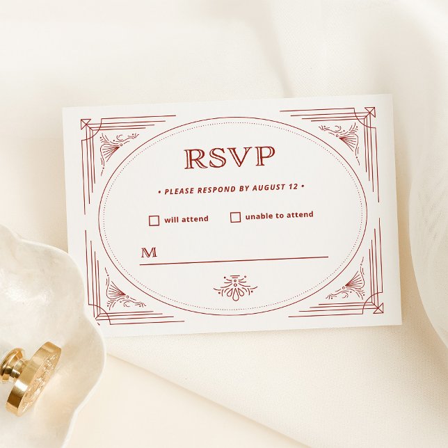 Cartons Réponse Moderne Déco | Léger argenté blanc avec mariage ro (An elegant very light silver / white rsvp card with festive red accents for a Christmas wedding)