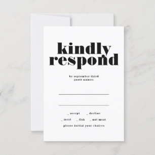 Cartons Réponse Moderne Gras Correspondant Bien Mariage Blanc Noir