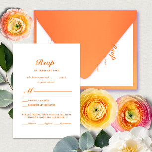 Cartons Réponse Moderne minimaliste brillant orange Mariage choix