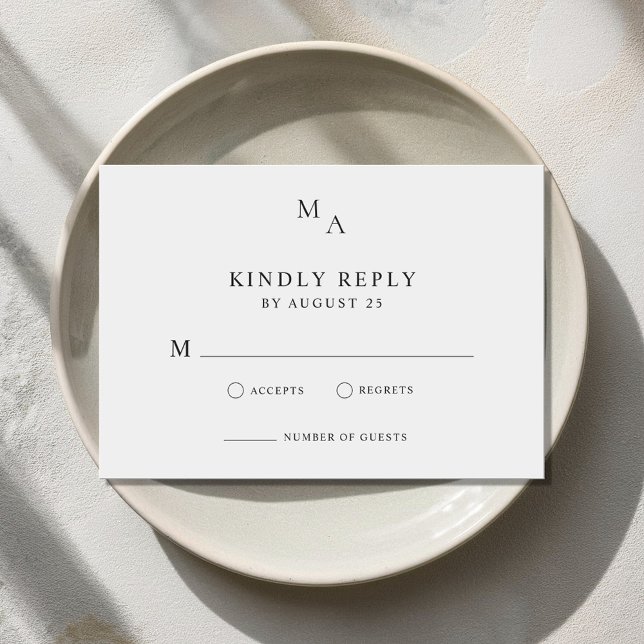 Cartons Réponse Moderne minimaliste Mariage noir et blanc (Créateur téléchargé)