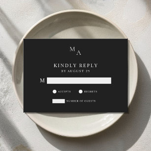 Cartons Réponse Moderne minimaliste Mariage noir et blanc