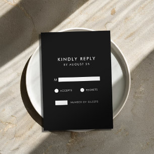 Cartons Réponse Moderne minimaliste Mariage noir et blanc