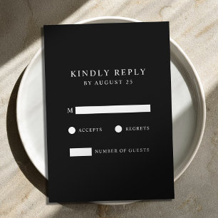 Cartons Réponse Moderne minimaliste Mariage noir et blanc