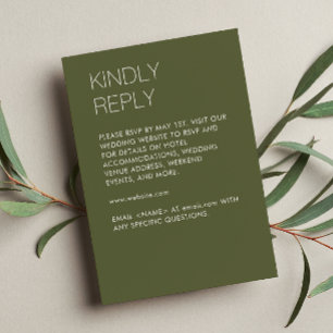 Cartons Réponse Moderne minimaliste Mariage vert mousse