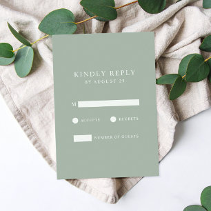 Cartons Réponse Moderne minimaliste Mariage vert Sage