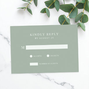Cartons Réponse Moderne minimaliste Mariage vert Sage