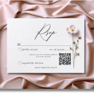 Cartons Réponse Moderne Pastel Fleur sauvage Mariage QR Code