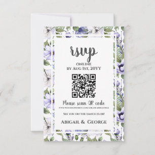 Cartons Réponse Moderne Périwinkle blanc Floral Mariage QR Code