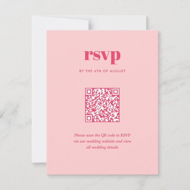Cartons Réponse Moderne rose tendance Mix Match Mariage QR Code (Devant)