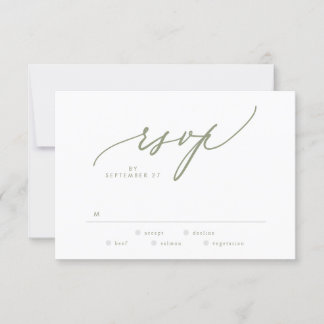 Cartons Réponse Moderne Sage Vert Blanc Simple Mariage