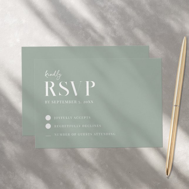 Cartons Réponse Moderne Simple Chic Sage Mariage Vert (Créateur téléchargé)