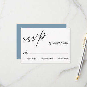 Cartons Réponse Moderne Simple Élégant Dos Mariage Bleu Poussiéreu