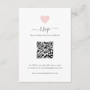 Cartons Réponse Moderne simple mignon Coeur rose QR Code Mariage