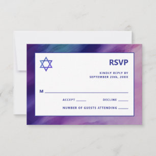 Cartons Réponse Moderne violet bleu étoile David Bar Mitzvah hébre