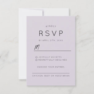 Cartons Réponse Moderne violet Lavande Mariage élégant