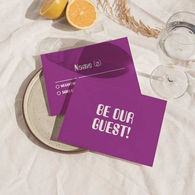 Cartons Réponse Moderne violet rétro Super brillant Gras Mariage (Créateur téléchargé)