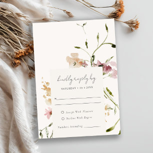 Cartons Réponse Moelleux Pastel Blush Meadow Aquarelle Mariage Flo