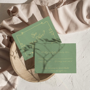 Cartons Réponse Monnaie verte rétro Mariage Whimsical manuscrit