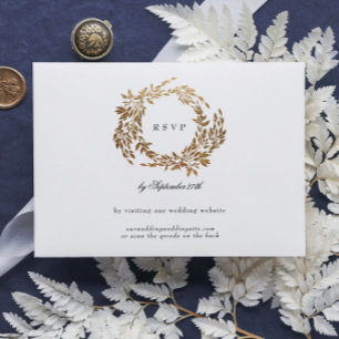 Cartons Réponse Monogram Crest Classic Mariage élégant QR CODE