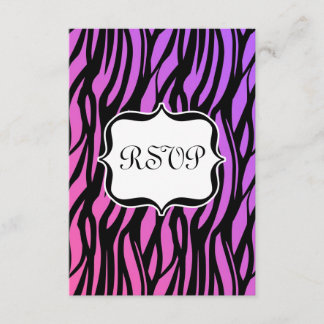 Cartons Réponse Monogramme à rayures de zèbre rose et violet chaud