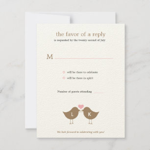 Cartons Réponse Monogramme Birds Wedding RSVP/Response Card - Latt