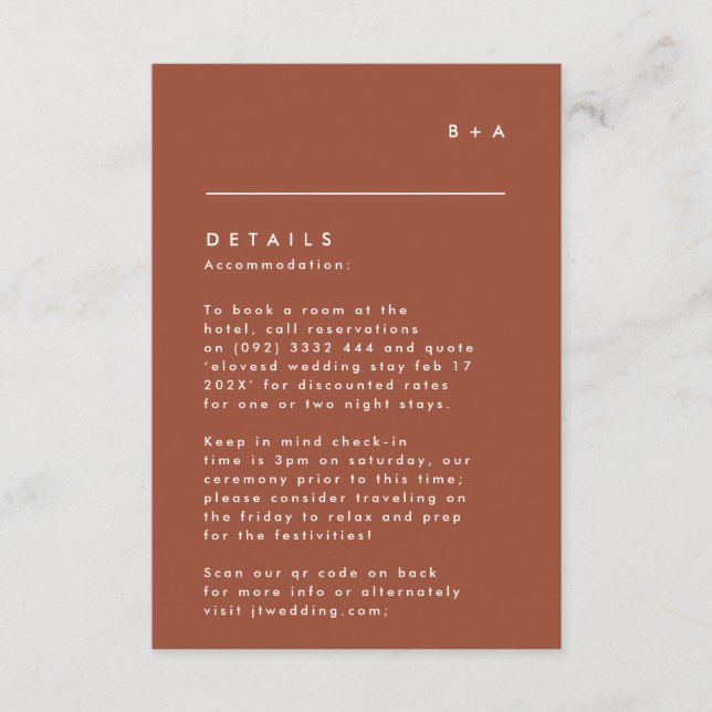 Cartons Réponse Monogramme blanc noir simple et moderne (Devant)