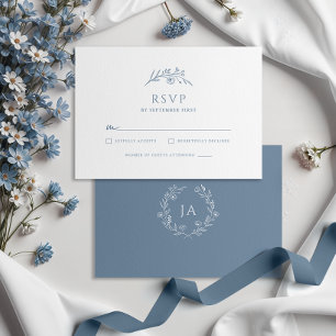 Cartons Réponse Monogramme bleu poussiéreux