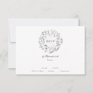 Cartons Réponse Monogramme Classique Botanique Florales Mariage
