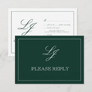 Cartons Réponse Monogramme classique Emerald Green Calligraphie Ma