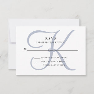 Cartons Réponse Monogramme classique moderne   Dusty Blue Mariage