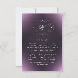 Cartons Réponse Monogramme de calligraphie violette classique Gold