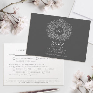 Cartons Réponse monogramme de feuille dessinée à la main gris fonc