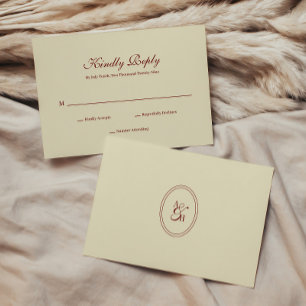 Cartons Réponse Monogramme de mariage classique simple script ivoi
